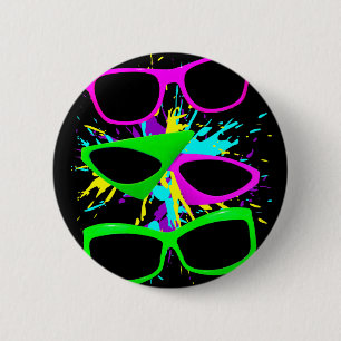 Corey Tiger 80s Vintage Neon Sunglasses Splatter 2 Inch Round Button