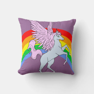 Corey Tiger 80s Vintage Rainbow Unicorn Throw Pillow