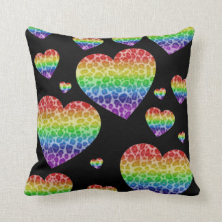 Corey Tiger 80s Vintage Rainbow Valentine Hearts Throw Pillow