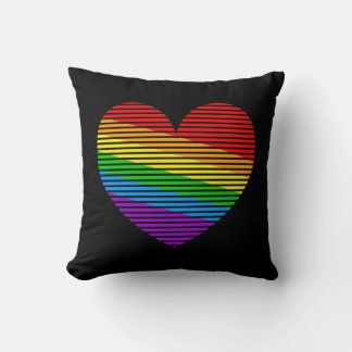Corey Tiger 80s Vintage Retro Rainbow Love Heart Throw Pillow