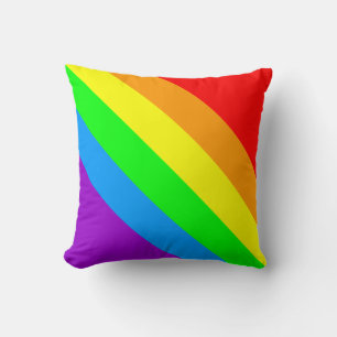 Corey Tiger 80s Vintage Retro Rainbow Stripes Throw Pillow