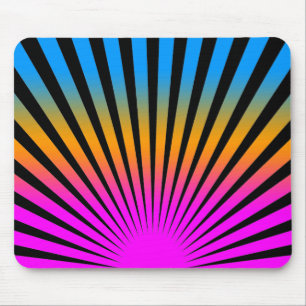 Corey Tiger 80s Vintage Rising Sun Stripes Mouse Pad