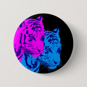 Corey Tiger 80s Vintage Twin Tigers 2 Inch Round Button