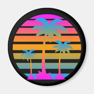 COREY TIGER RETRO SUNSET PALM TREES MAGNET