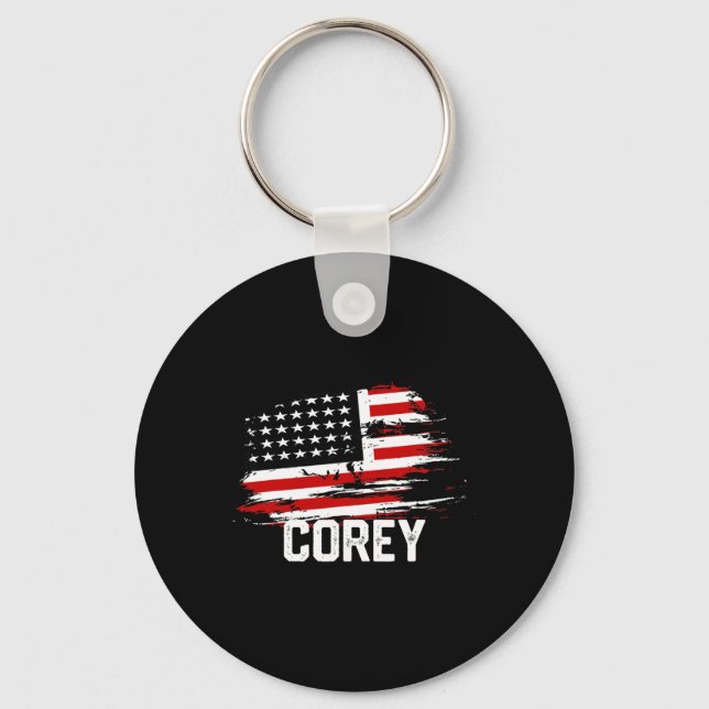 Corey Usa Flag Personalized 4th Of July Corey  Keychain (Front)