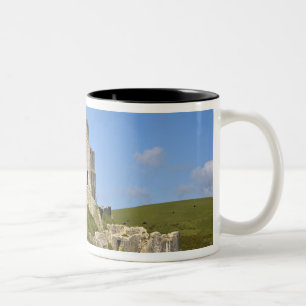 Corfe Castle, Corfe, Dorset, England Two-Tone Coffee Mug