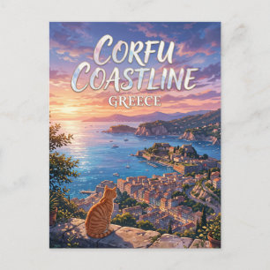 Corfu Coastline Greece Postcard
