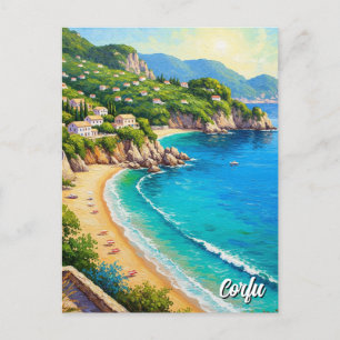 Corfu Coastline Greece Travel Postcard
