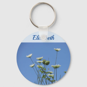 Corfu Cream Wildflowers Button Keychain