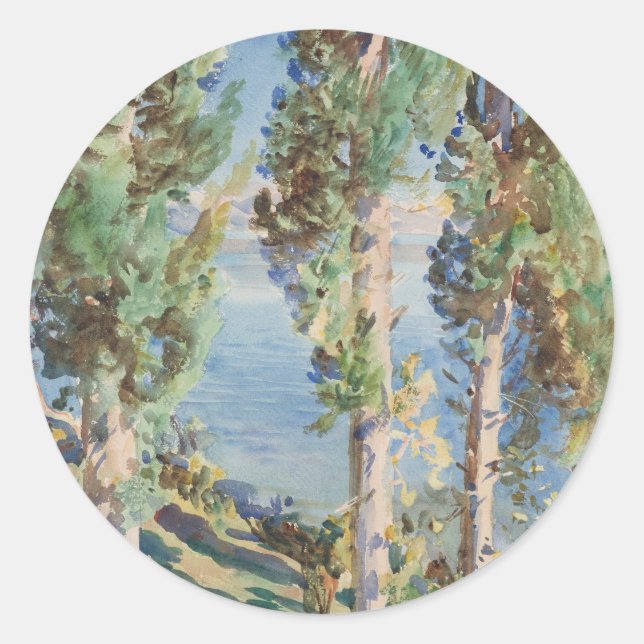Corfu Cypresses by John Singer Sargent Classic Round Sticker (Front)