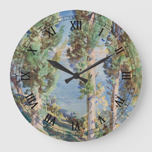 Corfu Cypresses by John Singer Sargent Large Clock (Front)