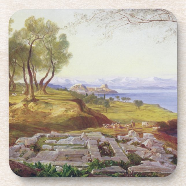 Corfu from Ascension, c.1856-64 (oil on canvas) Coaster (Front)