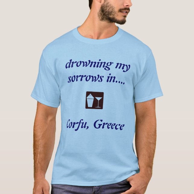 Corfu, Greece DRINKING SHIRT! T-Shirt (Front)