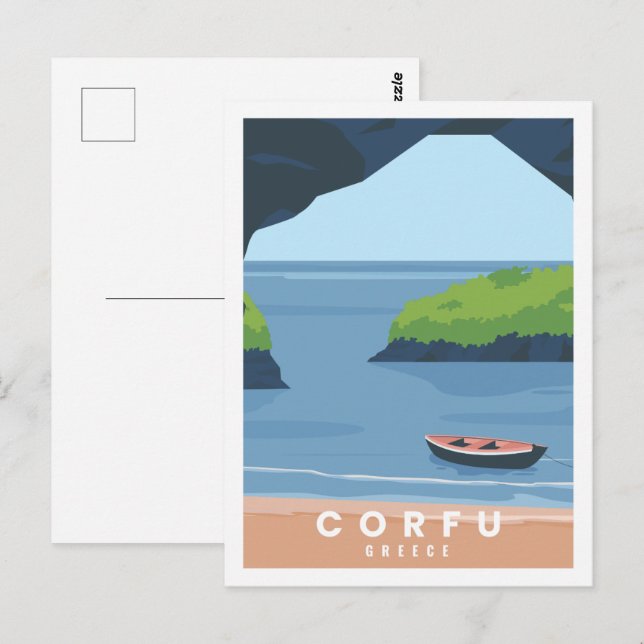 Corfu Greece Famous Travel Place Illustration Postcard (Front/Back)