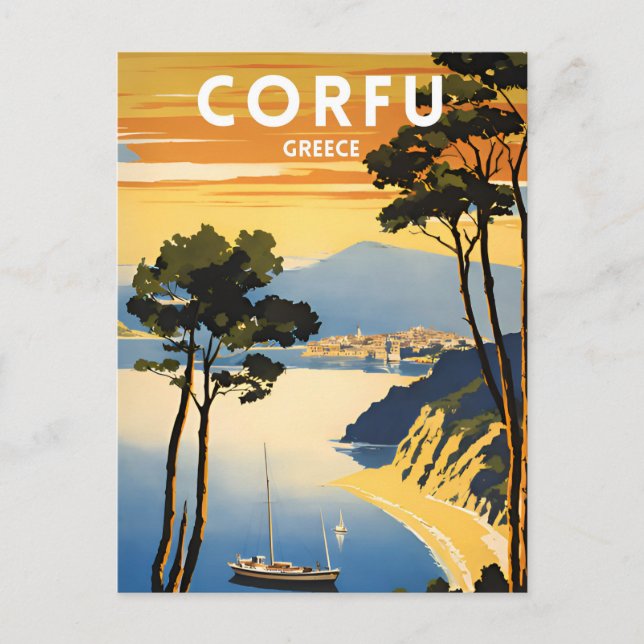 Corfu Greece Vintage Postcard (Front)