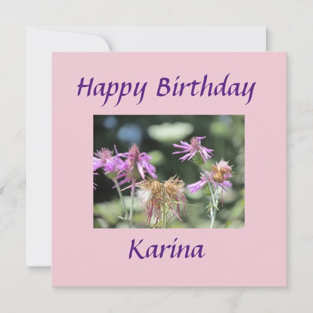 Corfu Lilac Wildflowers Birthday Flat Card (Front)