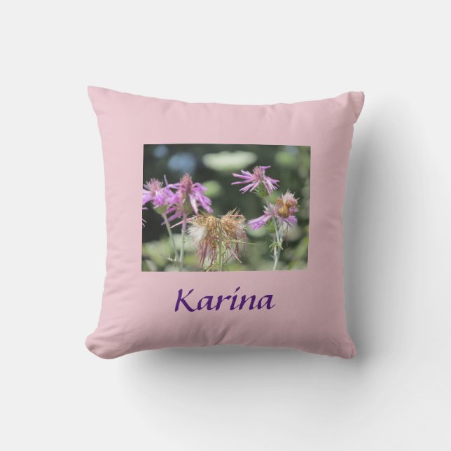 Corfu Lilac Wildflowers  Throw Pillow (Front)