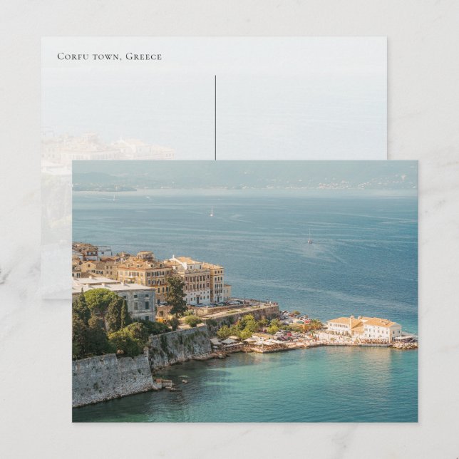 Corfu Old Town coastal view, Greece Postcard (Front/Back)