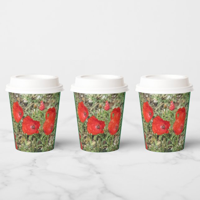 Corfu Red Poppies Paper Cups (Multi)