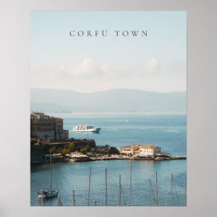 Corfu Town Harbor View Poster