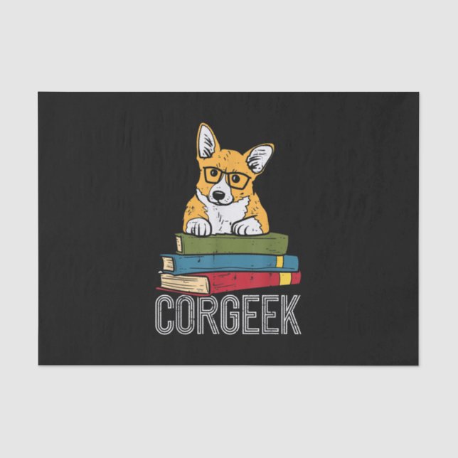 Corgeek Book Lover Welsh Corgi Funny Nerd Dog Tissue Paper (Front)