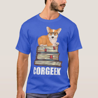 Corgeek Corgi Fan Bookworm Book  T-Shirt