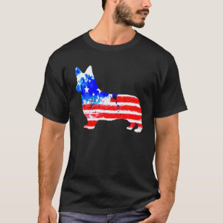 Corgi 4Th Of July American Flag Watercolor Puppy U T-Shirt