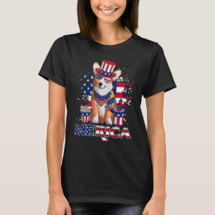 Corgi 4th Of July American Sunglasses Dog Puppy Us T-Shirt