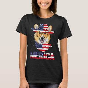 Corgi 4th Of July Merica Corgi Dog Usa Flag Indepe T-Shirt
