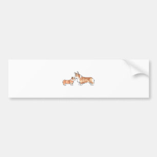 CORGI ADULT AND PUP BUMPER STICKER