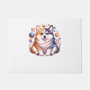 Corgi And Husky On Space Yin And Yang Essential T- Doormat