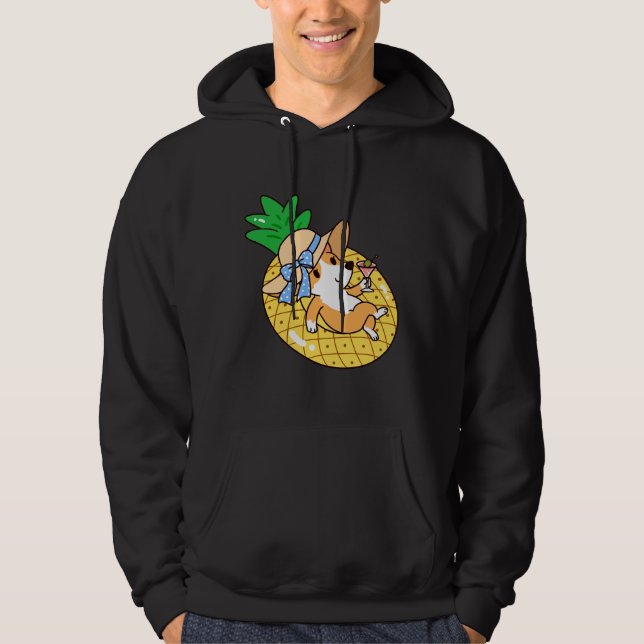 Corgi And Pineapple Pool Float Hoodie (Front)