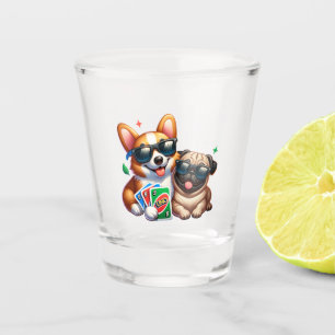 Corgi and Pug Uno Card Game Shot Glass