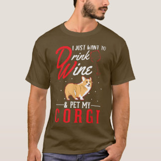 Corgi And Wine -228 T-Shirt