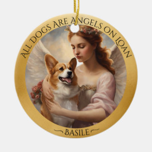 Corgi Angel Personalized Memorial  Ceramic Ornament
