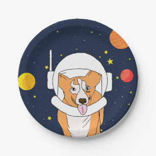 Corgi Astronaut Animal With Space Helmet Clipart B Paper Plate