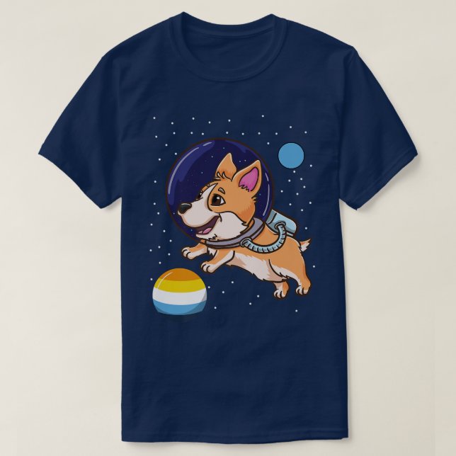 Corgi Astronaut Aroace Pride Premium T-Shirt (Design Front)