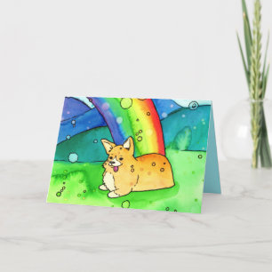 Corgi At The End Of The Rainbow Thank You Card