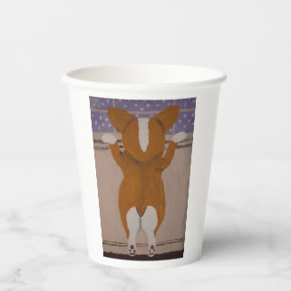 Corgi at window Paper Cups