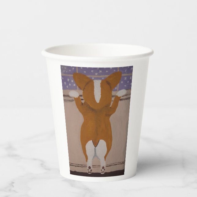 Corgi at window Paper Cups (Front)