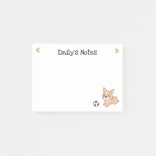 Corgi avec balle de soccer Post-it Notes (Devant)