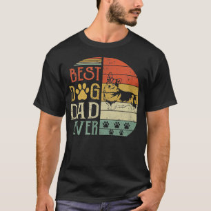 Corgi Best Dog Dad Ever Vintage Father'S Day Retro T-Shirt