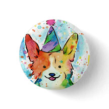 Corgi Birthday Party Button