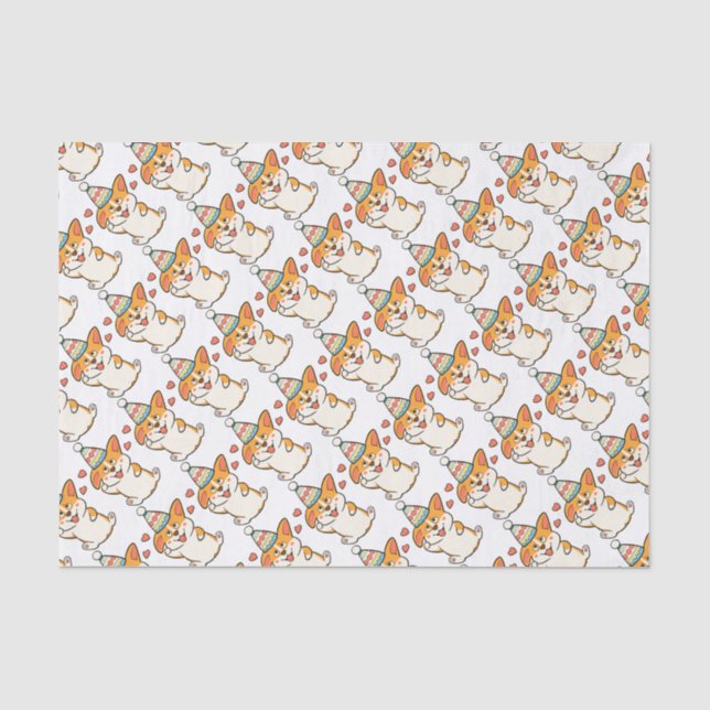 Corgi Birthday Party Tissue Paper (Front)