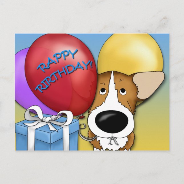 Corgi Birthday Postcard (Front)