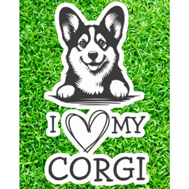 Corgi Black and White Heart Theme (Celebrate your bond with a Corgi Best Furry Friend Theme Sticker)