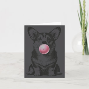 Corgi Blowing Bubble Gum Funny Dog Cartoon Meme  Card
