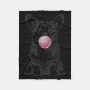 Corgi Blowing Bubble Gum Funny Dog Cartoon Meme  Fleece Blanket