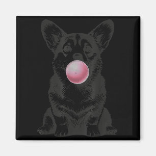 Corgi Blowing Bubble Gum Funny Dog Cartoon Meme  Magnet
