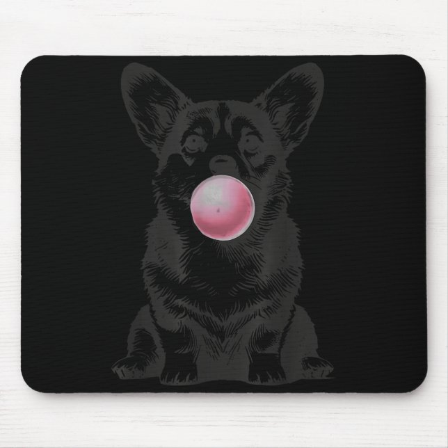 Corgi Blowing Bubble Gum Funny Dog Cartoon Meme  Mouse Pad (Front)